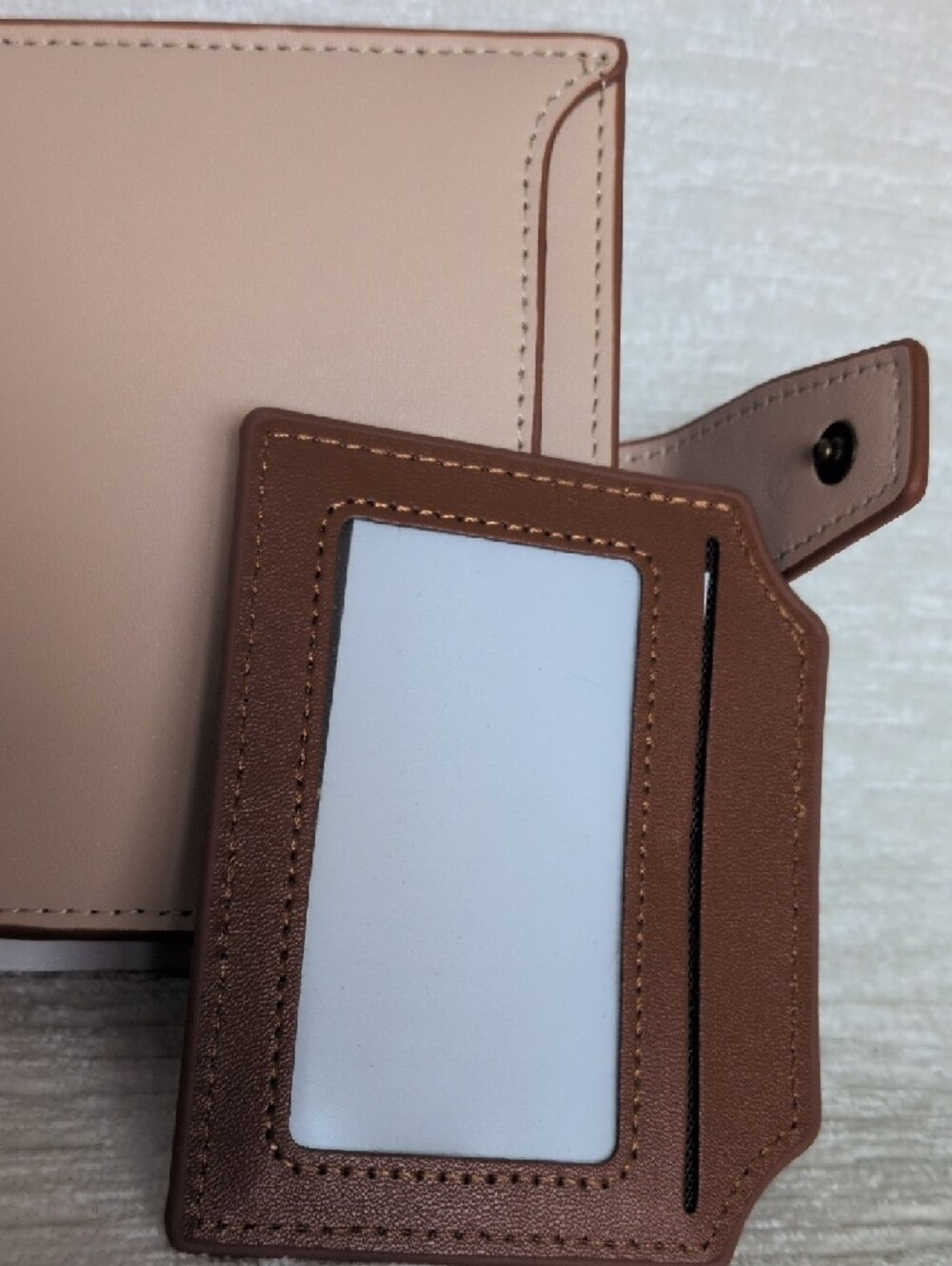 Blush Pink Brown Snap Closure 14 Slot Wallet Removable Insert Imported - Picture 3 of 12